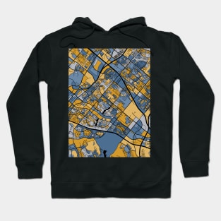 Irvine Map Pattern in Blue & Gold Hoodie